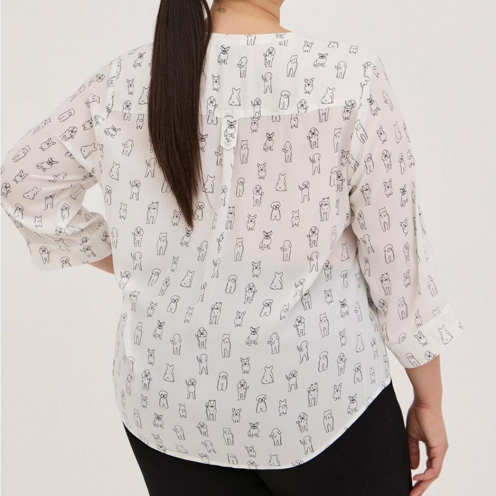 Never worn! Harper Pullover Blouse - Georgette Simple Pups White